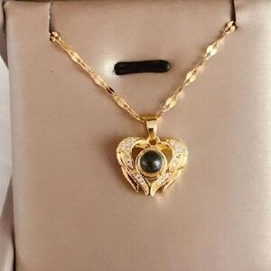 1pc. Romantic Wind Love Protection Copper Pendant Titanium Steel Chain